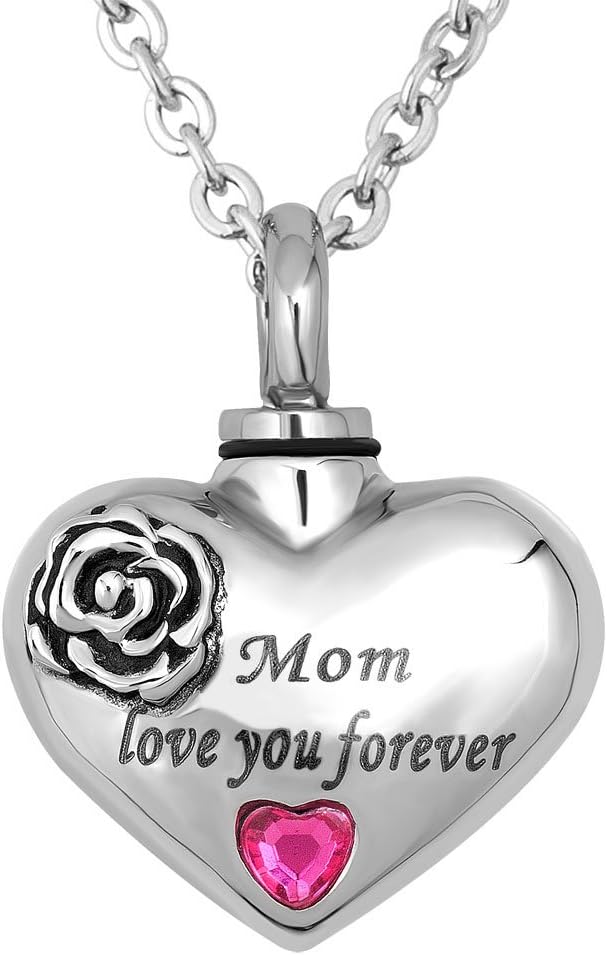 Moonlight Collections Heart Cremation Necklaces for Ashes Keepsake Urn Vial Ash Pendant Jewelry