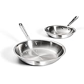 All-Clad D3® Stainless Steel 8 and 10 inch Frying Pans Set - Made in the USA- The Original Bonded Professional Cookware- Oven