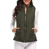 Argstar Women's Vest, Quilted Lightweight Zip Pockets Padded Gilet (XS-2XL)