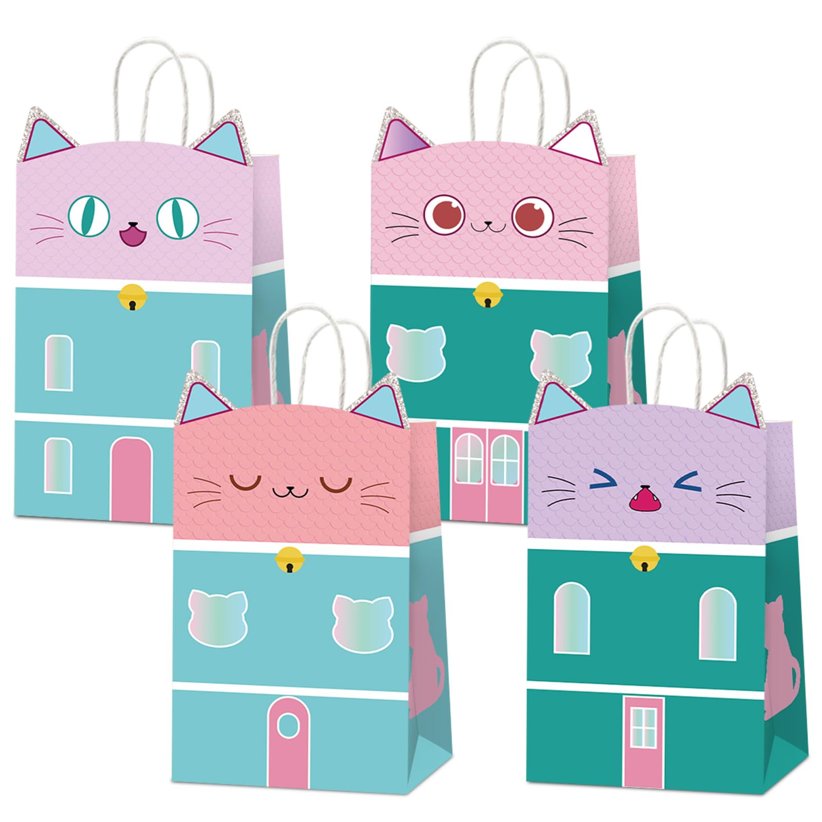 Photo 1 of 24Pcs Cat House Themed Gift Bag for Cat Party Candy Snack Goodie Bags Supplies Kitten Gift for Kids Kitten Toy Themed Birthday Children's Birthday Pet Party Decorations