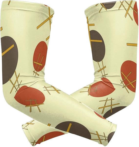 Arm Sleeves for Men, Seamless Colored Decorative Geometric Compression Sleeves,UV