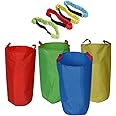 Potato Sack Race Bags (4-pack) and 3-Legged Race Bands (4-pack) - Sturdy & No Smell - Popular Outdoor Party Yard Games for All Ages Family Gatherings, School Gym Class
