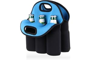 JuxYes Pack of 6 Bottle Neoprene Wine Tote Bag - Portable Wine Tote Carriers and Holders Insulated Baby Bottle Bag, Water Bee