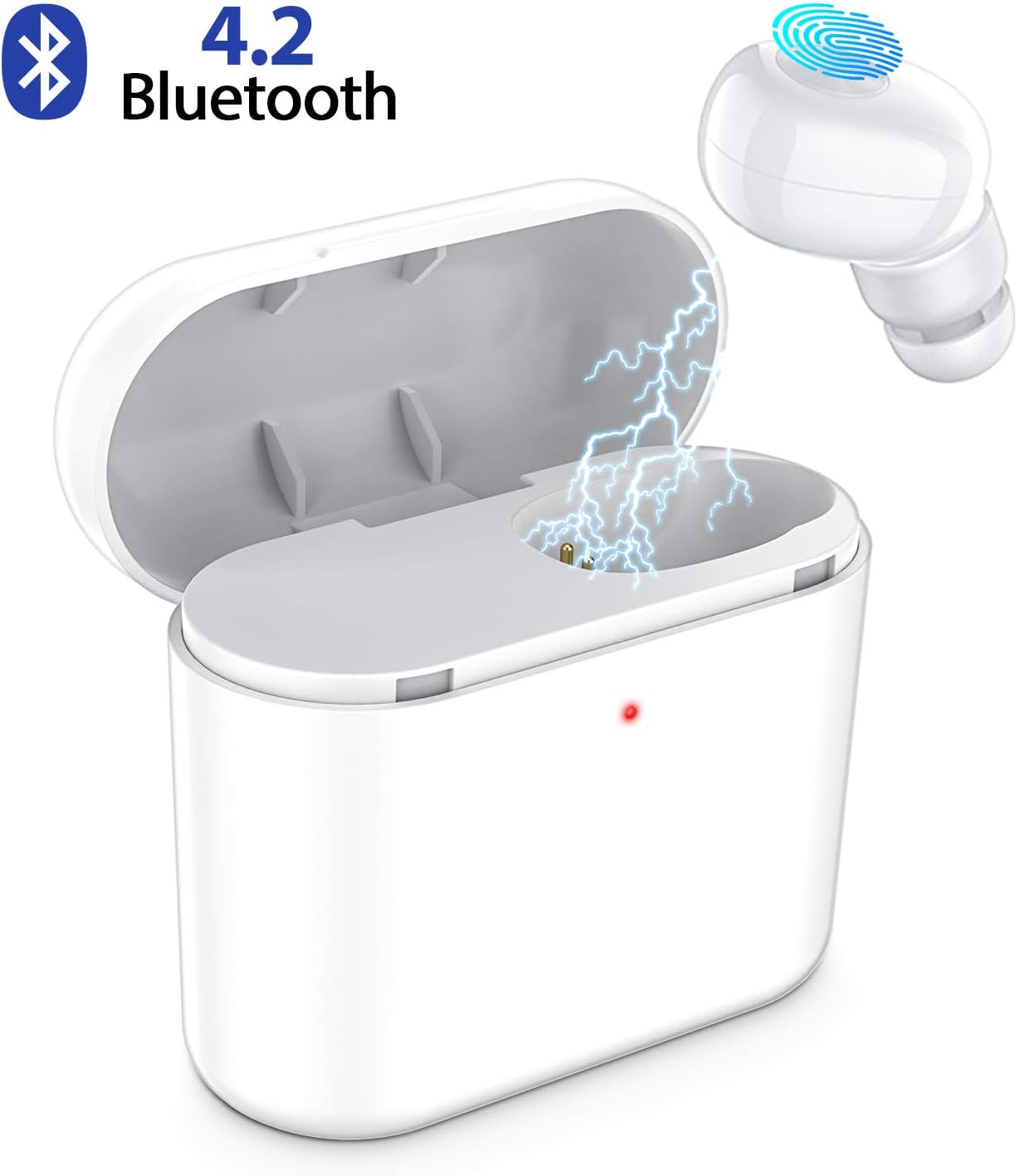 Bluetooth Earbud,ownta Wireless Headphones with Light Charging Case Headset Single Earbud Compatible Smartphone/iPhone 6 7 8 Plus X/iPad Samsung Android be020
