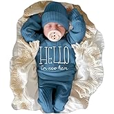 Ylsteed Newborn Baby Boy Girl Clothes Outfits Long Sleeve Romper Bodysuit Baby Shower Coming Home Outfit Shirt+Pants+Hat
