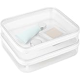 AlthaiaTidy Clear Hard Shell Zipper Case, PET Travel Organizer Box, Transparent Storage Case for Cosmetics Toiletries, Toy Container for Home, Office, Stationery,1M+1S