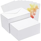 PATIKIL 50 Sets Pure Cotton Watercolor Cards 140lb/300 GSM Postcards with Envelopes for Art Painting Creative Thank Notes, 4x6 Inch