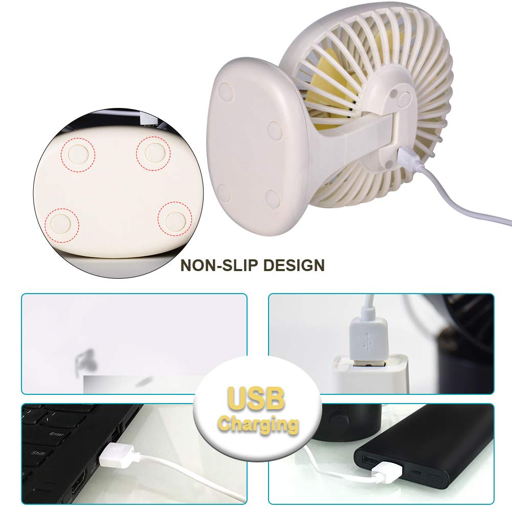 AYOUYA Desk Fan USB Fan Strong Wind Cooling Fan with Adjustable Head, 3 Speeds, Mini Size Desktop Fan Table Fan Computer Fan for Home Office Outdoor Travel