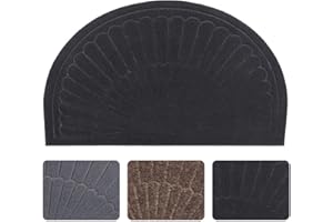 Morning View Half Circle Doormat Indoor Half Round Door Mat Outdoor Rubber Door Mats Entryway Half Moon Rug Inside Welcome Mat Front Door Mat Indoor Floor Mats Carpet Mat for Entrance Non Slip(Black)