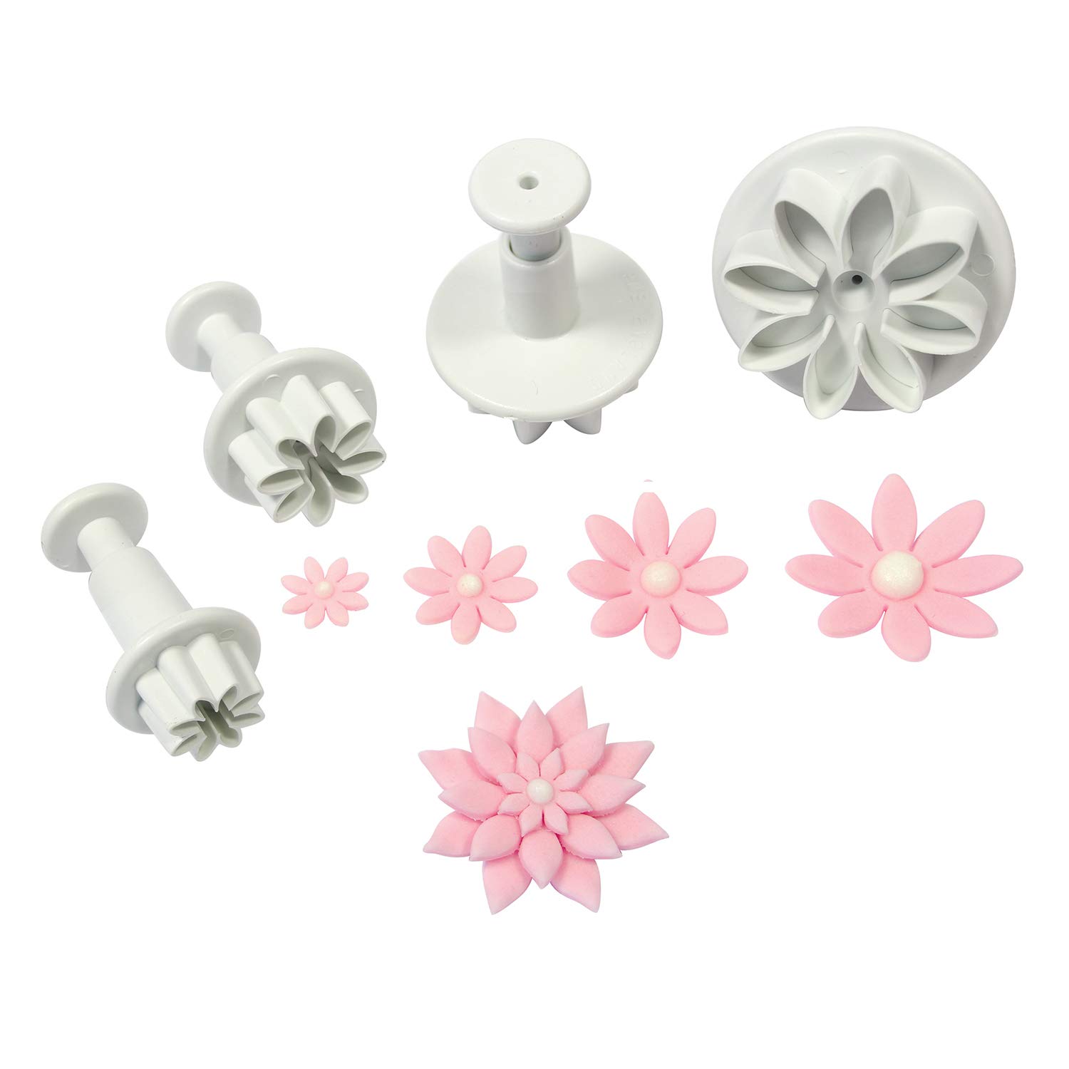 PME DA634 Daisy Marguerite Plunger Cutters, Mini, Small, Medium and Large Sizes, Set of 4 White