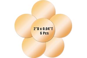 MTJSWXSY 6PCS Brass Round Plate,0.04" Thickness x 2" Diameter,18 Gauge Round Brass Metal Sheet for Crafts,DIY, Jewelry, Electrical, Repair, Industrial