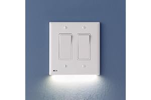 Single - SnapPower SwitchLight [for Double-Gang Light Switches] - Light Switch Wall Plate With Built-In LED Night Lights - Bright/Dim/Off Options - Auto On/Off Sensor - (Rocker, White)