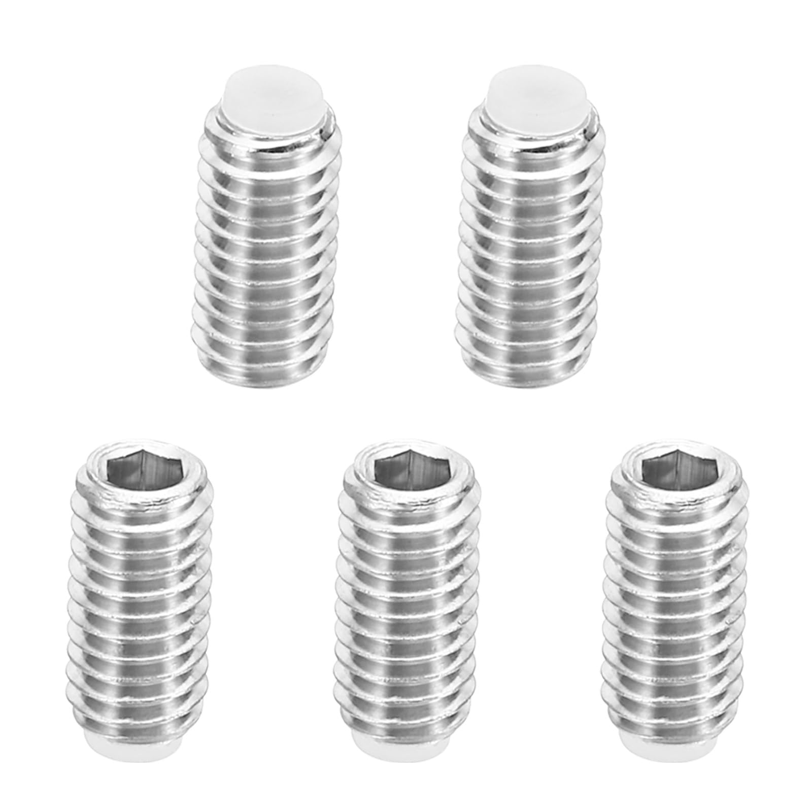 PATIKIL M6x12mm Nylon Tip Grub Screw, 5 Pack Metric Hex Socket Head Cup Point Anti Slip Set Screws Internal Hex Drive Hardware, 304 Stainless Steel
