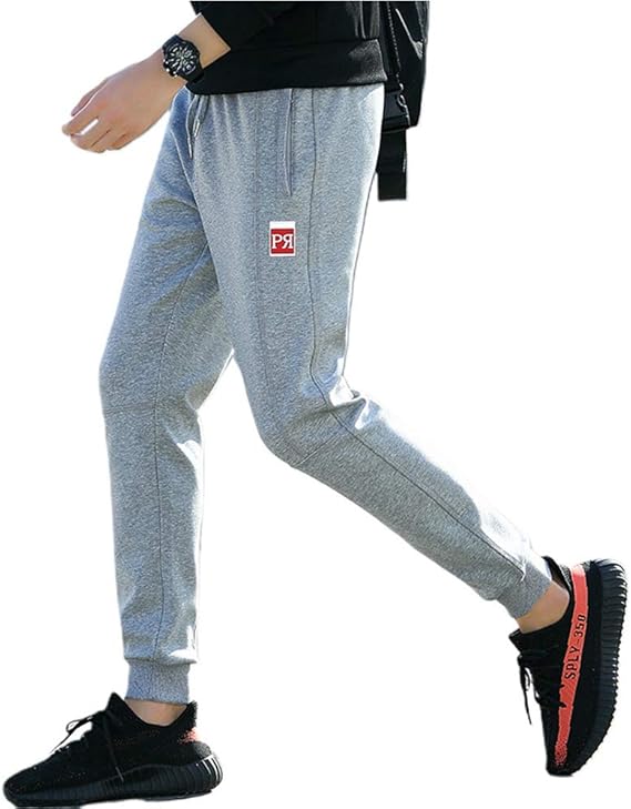 Amazon メンズテーパードカジュアルランニングジョギングパンツ コットン厚手の秋冬ジッパーポケット付きズボン ライトグレー Xxl スウェットパンツ 通販