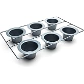 Fox Run Non-Stick Popover Pan, 6 Cup Yorkshire Pudding Pan, Grey