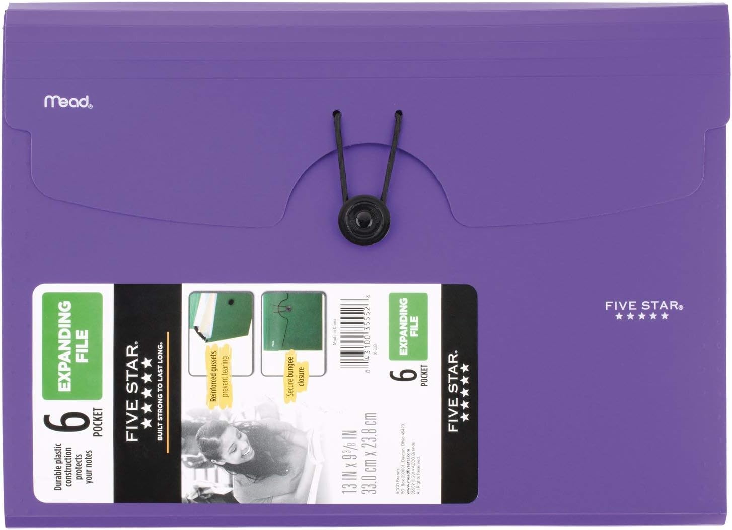 Five Star 6-Pocket Expanding File Organizer, Plastic Expandable Letter Size File Folders with Pockets, Home Office Supplies, Portable Paper Organizer for Receipts, Bills, Documents, Purple (72510) : Office Products