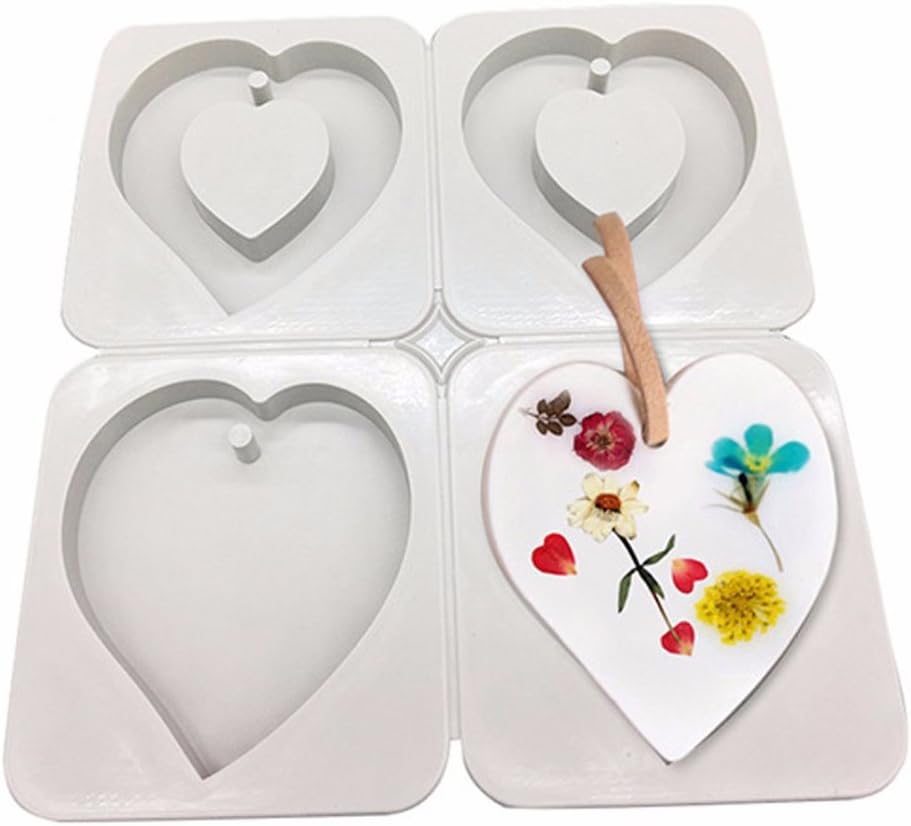 LnLyin 4-Cavity Hexagon/Heart/Star Silicone Mold Mooncake Sugar Fondant Chocolate Molds Candy Molds Baking Mould Soap Decorating Molds,Gray,Heart