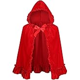 AGCOAH Little Red Riding Hood Cape Velvet Cloak for Halloween Cosplay Party