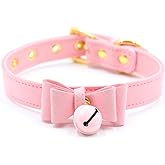 Succuba Pink Bell Choker Collar Necklace Lolita Bow Collar Cat Kitty Velvet Necklace