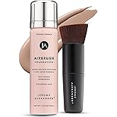 Jerome Alexander MagicMinerals AirBrush Foundation – 2 Piece Set with Airbrush Foundation and Kabuki Brush - Spray Makeup with Anti-aging Ingredients for Smooth Radiant Skin - Medium