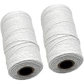 2 Roll 1mm White Pure Cotton Warp Thread Yarn for Weaving Carpet Tapestry Rug Knitting