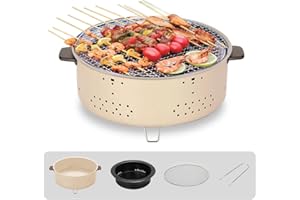 DECKALY Korean Charcoal Barbecue Grill, 12.5 Inches Portable Korean BBQ Grill, Household Camping Grill Stove, Tabletop Smoker Grill for Outdoor Camping Home Party(No Roasting Pan)