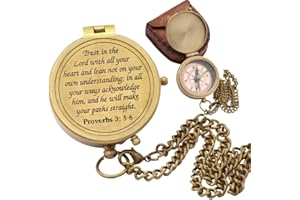 ROORKEE INSTRUMENTS (INDIA) A NAUTICAL REPRODUCTION HOUSE Trust in The Lord, Proverbs 3: 5-6, Solid Brass Directional Engraved Compass, Baptism Gifts for Boys Girls, First Communion, Christian Gifts for Men, First Confirmation Gifts for Boys Catholic Gifts