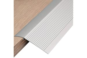 Hrokz 4 inch Floor Transition Strip Threshold Ramp Aluminum, 36'' Thresholds Reducer for Doorways Wheelchair Tile Wood Floors, Extra Wide Metal Silver Entry Door Edge Trim Flute