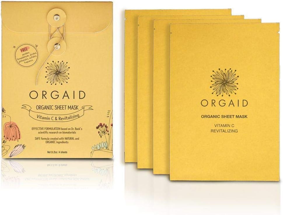 Orgaid økologiske sheet masker - 4 pack (Variant: Vitamin C & Revitalizing)