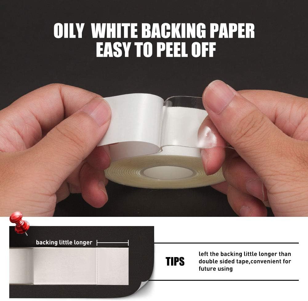 Double Sided Tape Heavy Duty - 3/4 in 10 Ft No Residue Clear Removable Strong 2 Sided Acrylic Adhesive Sticky Tape for Craft Wall Mounting(Pack of 1 Roll): Industrial & Scientific