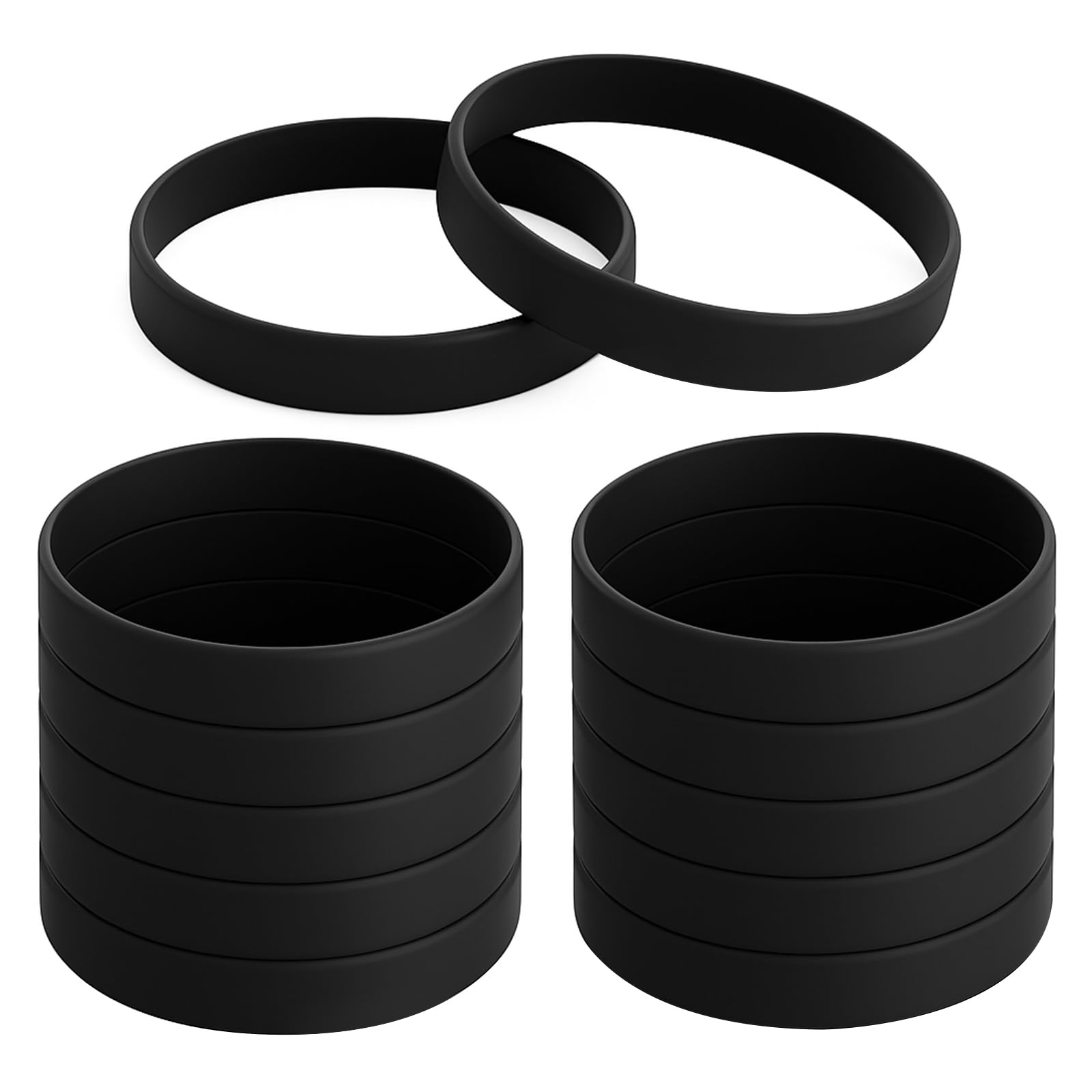 GOGO 12 PCS Black Silicone Wristbands Adult Rubber Bracelets Bulk Elastic Wristbands for Party โ image 1