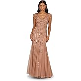 Adrianna Papell Womens Beaded Long Dress