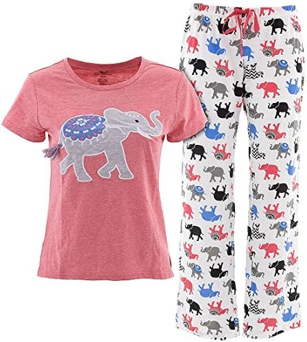 PJ Couture Women's Elephant Coral Pajamas L