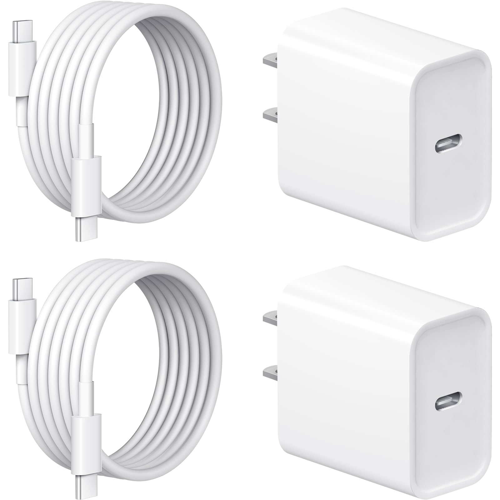 iPhone 17 16 15 Charger Fast Charging 2+2Pack USB C Charger with 6FT Cable