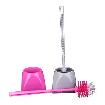 UVA Western Round Toilet Brush with Holder (Set of 2 || Random Colours)