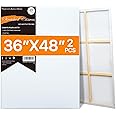 CONDA Large Canvas for Painting 36x48 Inch 2-Pack, Big Stretched Canvas 100% Cotton, Primed Acid-Free, Artist Canvas for Acrylics Oils Pouring Painting