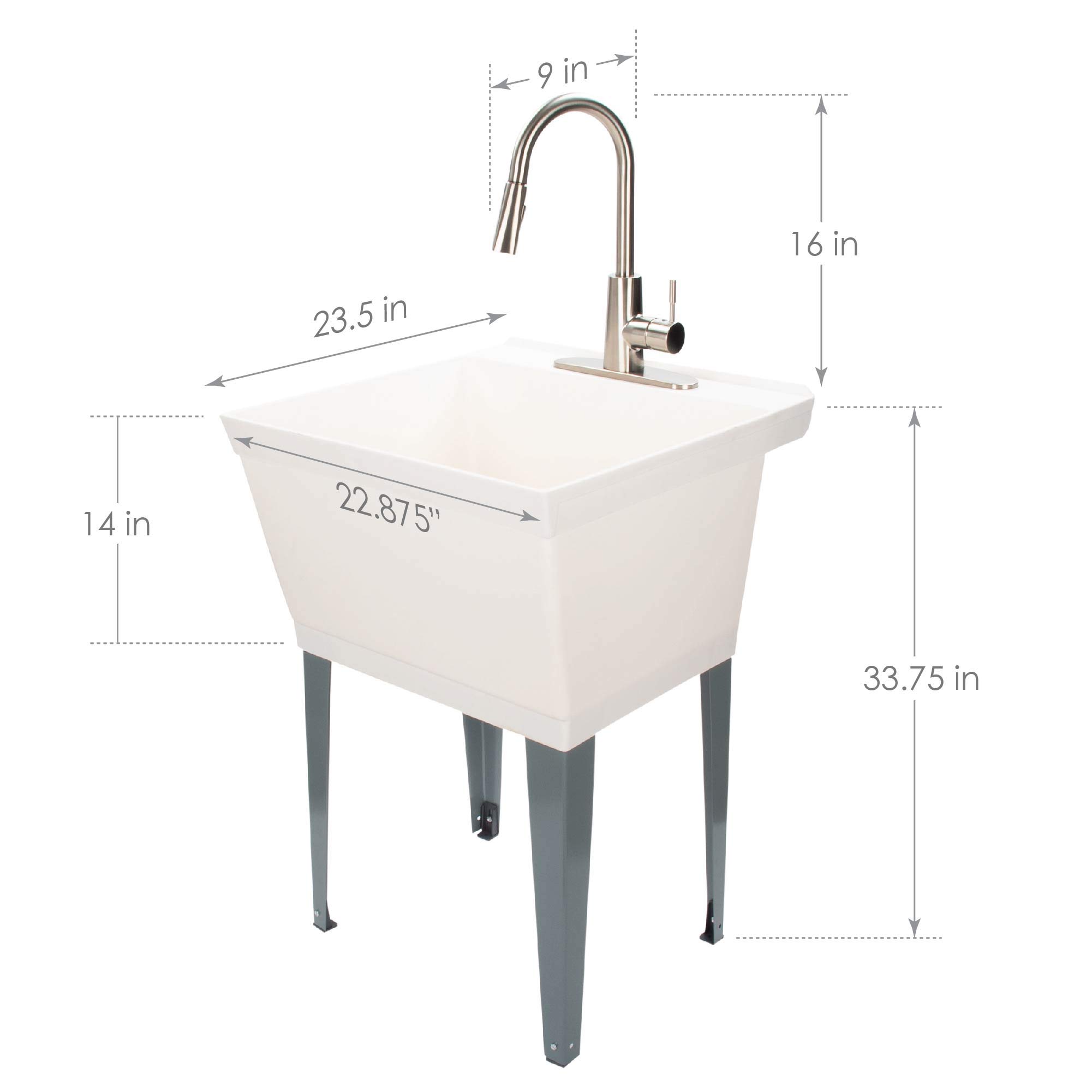 JS Jackson Supplies White Utility Sink Laundry Tub with High Arc