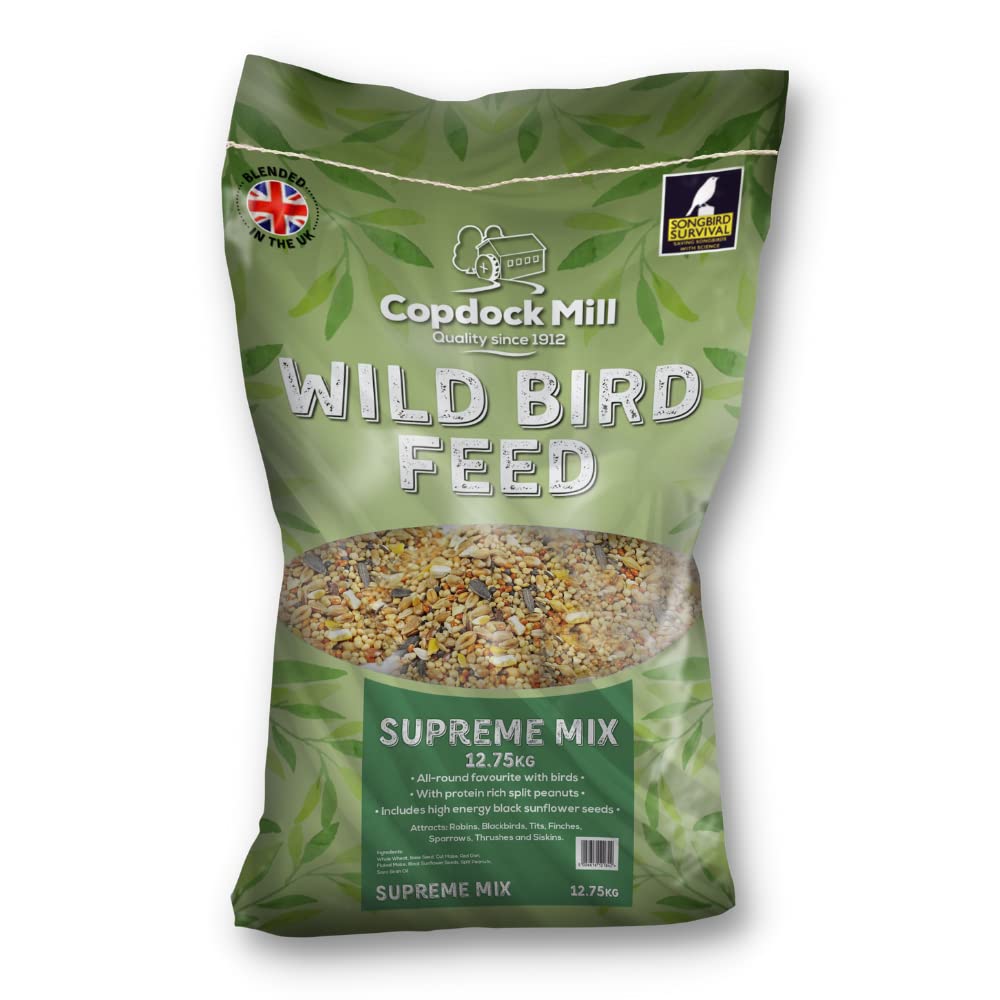 Copdock Mill Wild Bird Seed Supreme Mix 12.75kg – All Year-Round Bird Food – 100% Natural Ingredients Including Peanuts for Wild Birds – Suitable for All Wild Bird Species