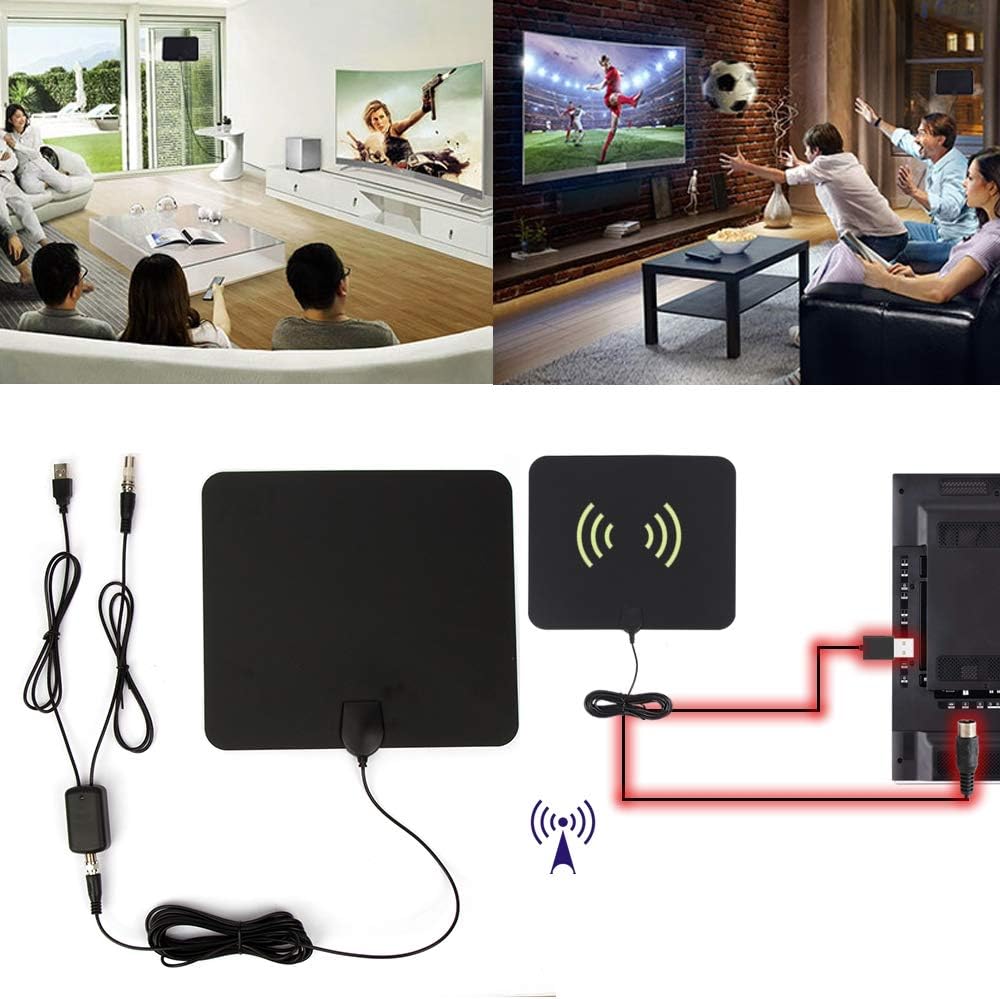 amazon dazone 室内 hd テレビアンテナ 地デジ アンテナ 卓上 tv アンテナ 4k uhf vhf対応 100km受信範囲 超薄型 usb式 5mケーブル ブラック dazone アンテナ