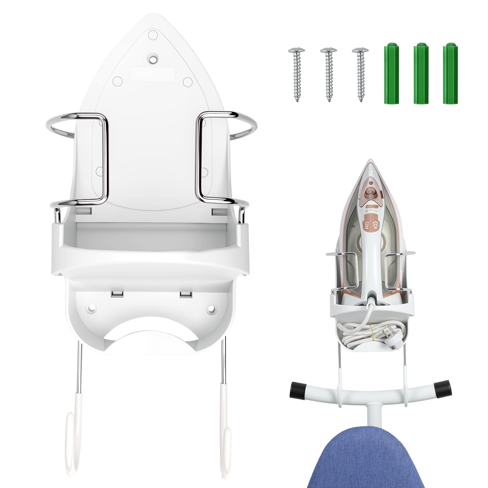 Photo 1 of Alpinista Ironing Board Hanger Wall Mount Ironing Board Holder Wall Mount for Laundry Rooms Storage Organizer, White