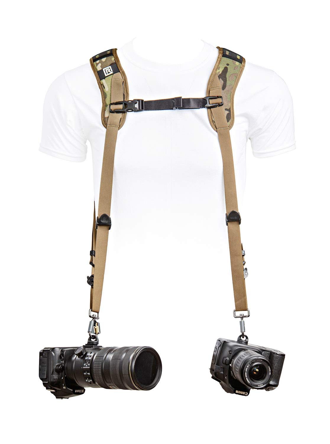 BLACKRAPID Double Breathe - Multi-Terrain Camo, Comfortable & Adjustable Camera Harness Strap Design For One Or Two SLR, DSLR, Mirrorless Cameras.