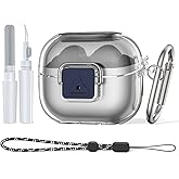 TUDIOW for Galaxy Buds 3 FE (2025) & Buds 3 Pro & Galaxy Buds 3 Clear Case Cover with Secure Lock Shockproof Protective for Samsung Galaxy Buds3 & 3Pro with Cleaning Kit& Keychain (Clear)