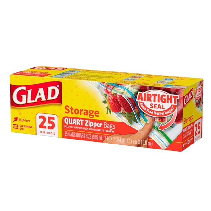 Glad Zipper Storage Bags, Quart Size 25 bags Amazon.co.uk Health