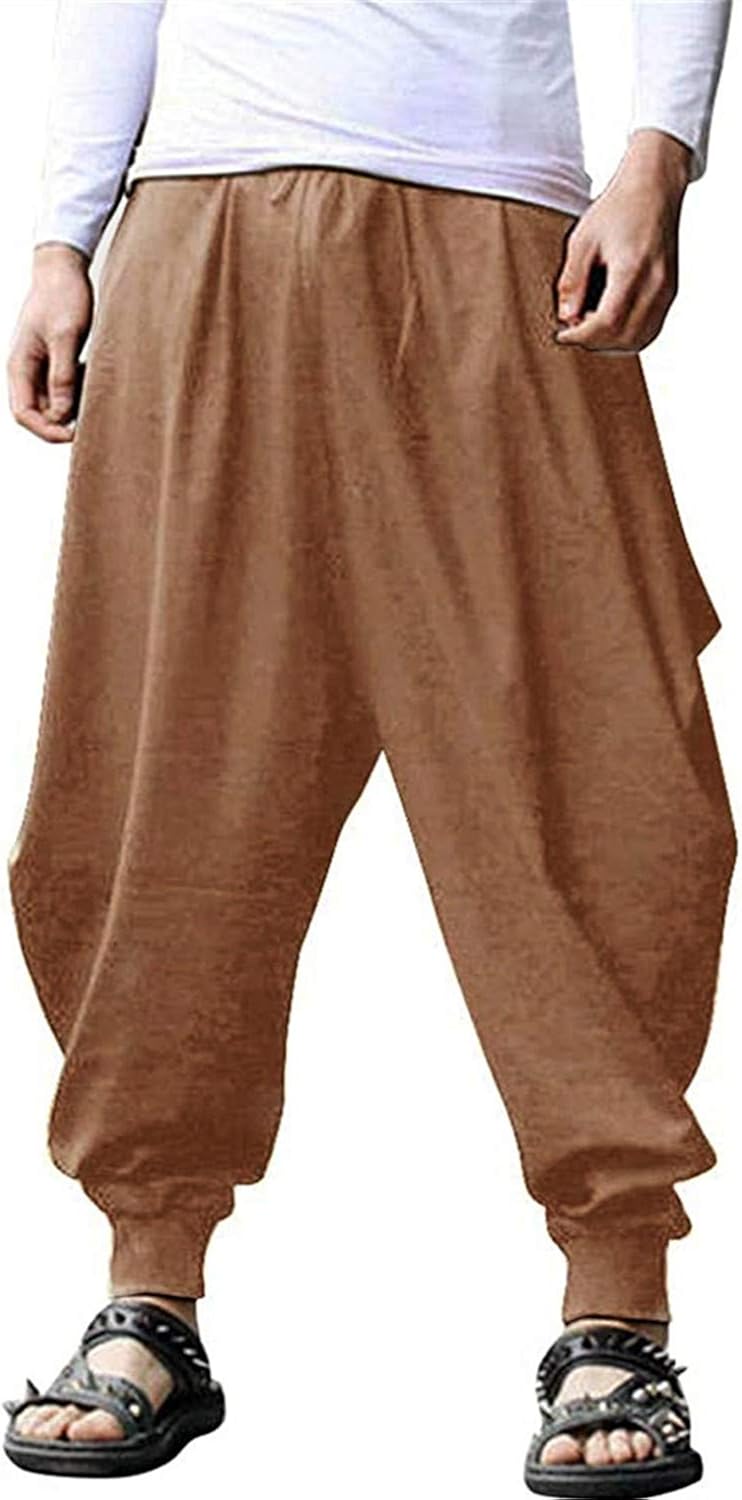 PERDONTOO Men Women Cotton Harem Yoga Baggy Genie Boho Pants: Clothing