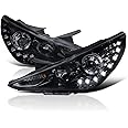 Spec-D Tuning SMD LED Glossy Black Smoked Projector Headlights Compatible with 2011-2014 Hyundai Sonata, Left + Right Pair Headlamps Assembly