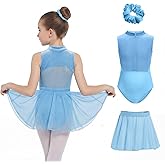 JiAmy Girls Ballet Leotards with Invisible Zipper & Removable Skirt Mesh Back Cutout Dance Dress Outfit for Toddler/Kids