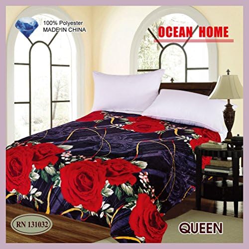 Fleece Throw Blanket Queen Size, Cozy Super Soft Flannel Throw Bed Blanket 87"71" (Black Rose)