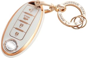 RUABIBAN Key Fob Cover Compatible with Nissan, Soft TPU Key Case Shell Fit for Altima Rogue Sentra Pathfinder Frontier Maxima Titan Murano Kicks Juke Versa Armada GTR 370Z Leaf