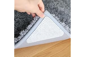 FuKuEn Anti Slip Rug Grippers for Carpet, Upgraded Area Rug Pad Grippers Extra Sticky, Non-Slip Rug Pads Stopper for Hardwood Tile Washable Rug Tape Stickers 12x12cm 4 Pieces