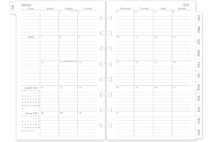 HOMLIVE 2024-2025 Monthly Planner Refill, Planner Inserts for 8-Disc Discbound Planner, Jan 2024 - June 2025, 18 Monthly Calendars with Monthly Tabs, 5.5"x8.5"